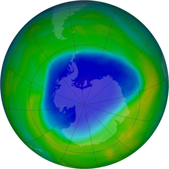Antarctic ozone map for 07 November 2004